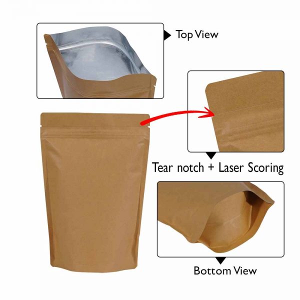 Brown Kraft Paper Stand Up Pouches