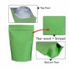 Green Striped Kraft Paper Stand Up Pouches